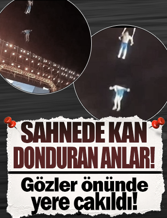 Kan donduran anlar! Akrobat kadın gözler önünde yere çakıldı!