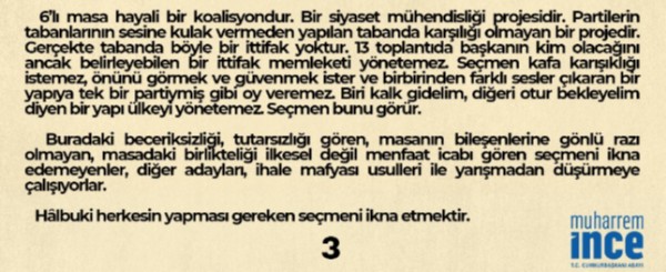 Muharrem İnce'den CHP ve Altılı Masa'ya veryansın: Bizi kendi dar iktidarlarına tehdit olarak gördüler