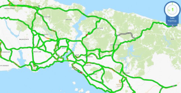 İstanbul'da trafik yoğunluğu yüzde 1