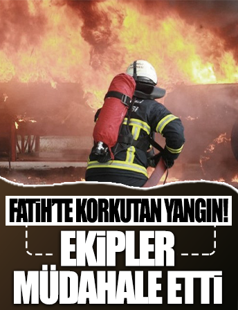 Fatih'te tarihi handaki iş yerinde çıkan yangın söndürüldü