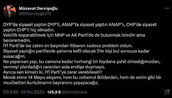İYİ Parti'de 'baraj' kavgası: 'Düştük toparlanamıyoruz' diyen Aytun Çıray'a Müsavat Dervişoğlu'ndan yaylım ateşi