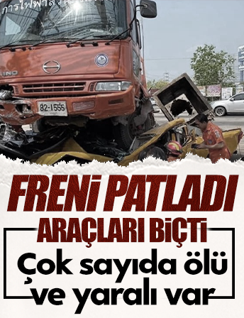 Freni patlayan vinç kamyonu araçları biçti: 2 ölü, 5 yaralı