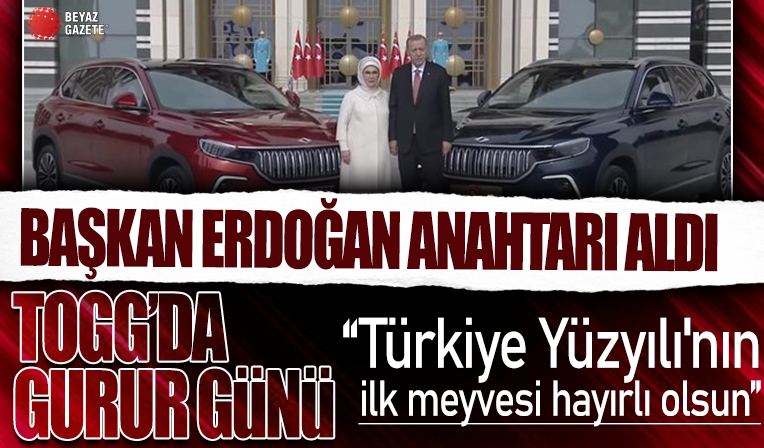 Togg'da ilk teslimat Cumhurbaşkanı Erdoğan'a: Türkiye Yüzyılı'nın ilk meyvelerinden Togg hayırlı olsun
