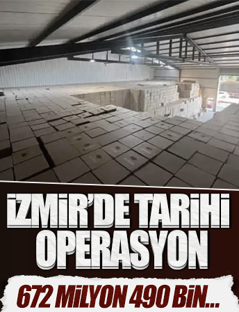 İzmir polisinden tarihi operasyon: 672 milyon 490 bin kaçak makaron ele geçirildi