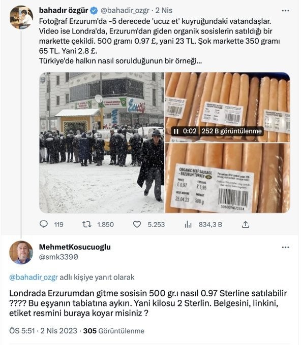 'İngiltere’de Erzurum sosisi' videosu sahte çıktı! Muhalif hesaplar böyle trollendi!