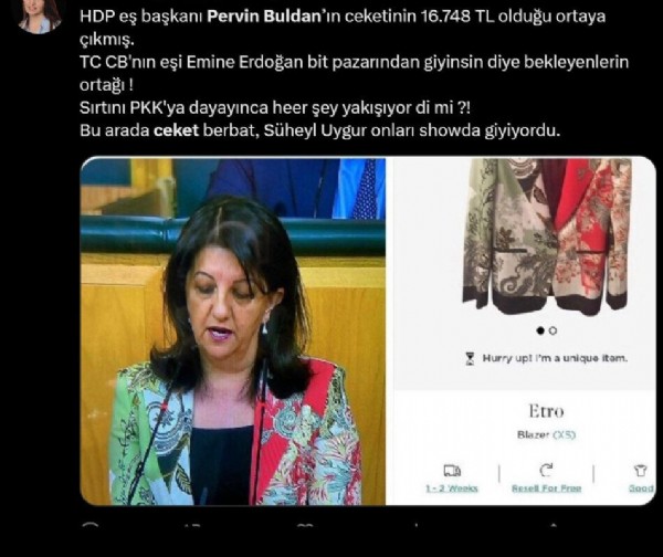 'Ezilen halkların temsilcisi' olduğunu iddia eden HDP’li Buldanʼın 16 bin liralık ceketi sosyal medyada gündem oldu