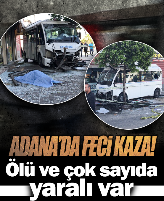 Adana'da minibüs durağa daldı