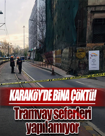 Karaköy'de 5 katlı metruk binanın tamamı çöktü
