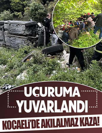 Kontrolden çıkan otomobil uçuruma yuvarlandı