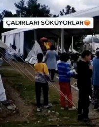 Kahramanmaraş'ta depremzedelere verilen çadırı topladılar