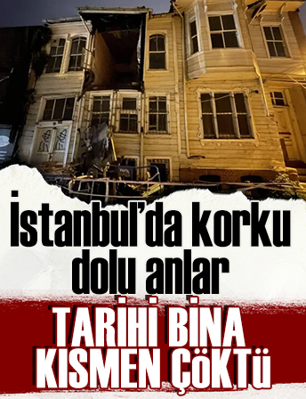 İstanbul Fatih'te tarihi bina kısmen çöktü