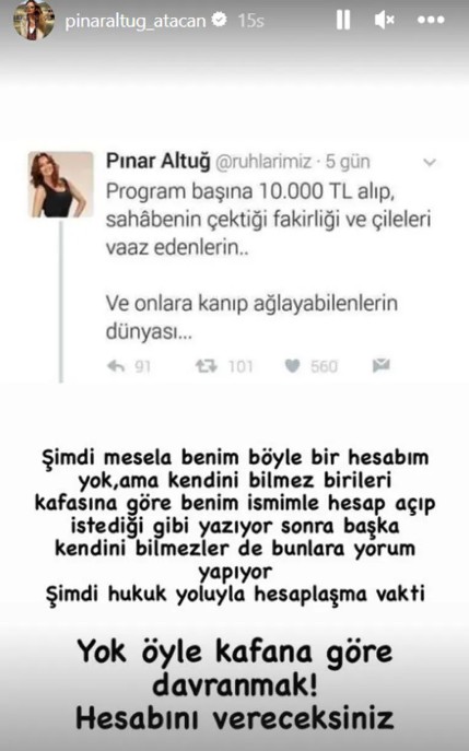 Pınar Altuğ'un sahte hesap isyanı!