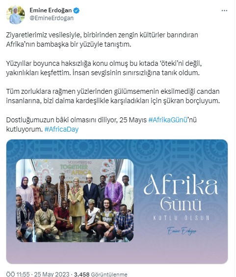 Emine Erdoğan'dan 'Afrika Günü' paylaşımı