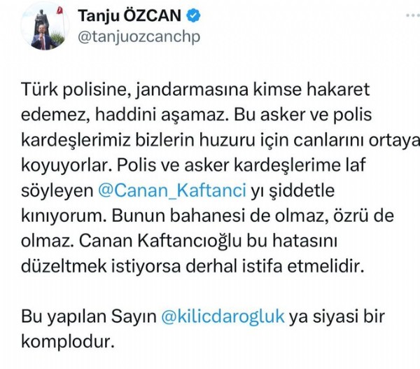 CHP'li Tanju Özcan'dan Canan Kaftancıoğlu'nun skandal paylaşımına tepki
