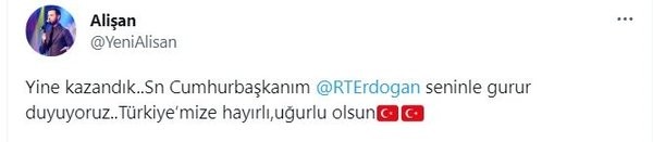Alişan “Yine kazandık” deyip paylaştı! Başkan Recep Tayyip Erdoğan’a seslendi: Seninle gurur duyuyoruz