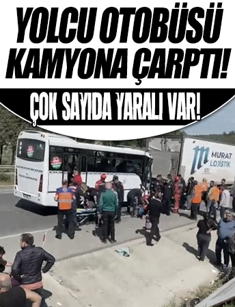 Yolcu otobüsü kamyona çarptı: 34 yaralı
