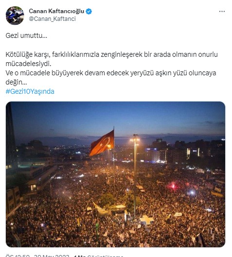 Kaftancıoğlu'dan Gezi vandalizmli 'ayaklanma' paylaşımı