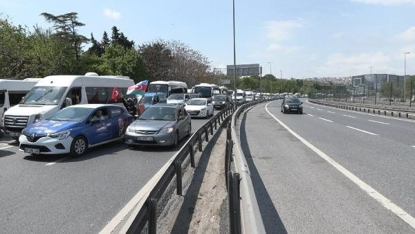 Trafikte 'Büyük İstanbul Mitingi' yoğunluğu