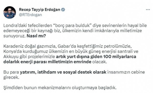 Cumhurbaşkanı Erdoğan'dan Kılıçdaroğlu'na: Biz ülkemizin kendi imkanlarıyla milletimize sunuyoruz