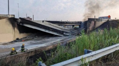 ABD'de tanker üst geçide çarptı: Otoyol trafiğe kapandı