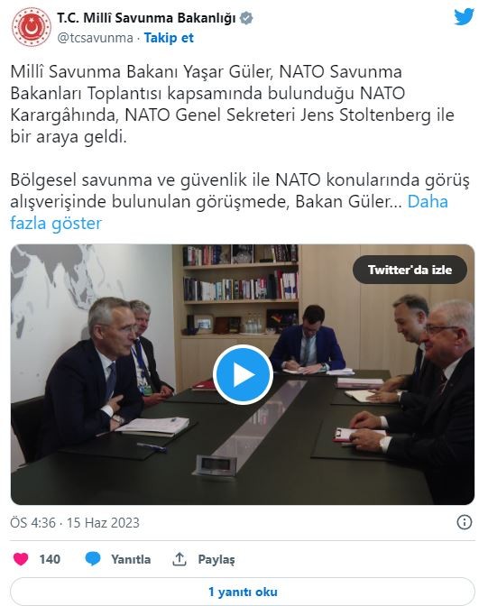 Bakan Güler, Stoltenberg ile görüştü