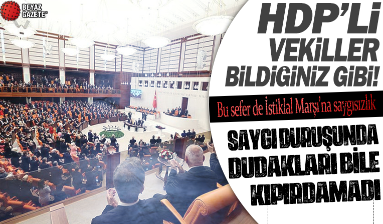 HDP’li vekiller yine bildiğiniz gibi! İstiklal Marşı okunurken dudakları bile kıpırdamadı!