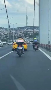 15 Temmuz Sehitler Köprüsünde Taksi Ile Motosikletlinin Kavgasi Kamerada