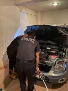 Aracin Motoruna Giren Yilan, Ekipler Tarafindan Çikartildi