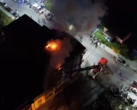 Arnavutköy'de Alev Alev Yanan Çati Kati Havadan Görüntülendi