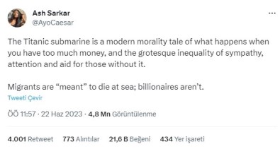 Bati Medyasinin Sinif Ayrimi Açiklamasi 'Göçmenlerin Denizde Ölmesi Normal, Milyarderlerin Denizde Ölmesi Trajedi'