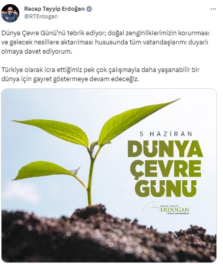 Erdoğan'dan 'Dünya Çevre Günü' mesajı