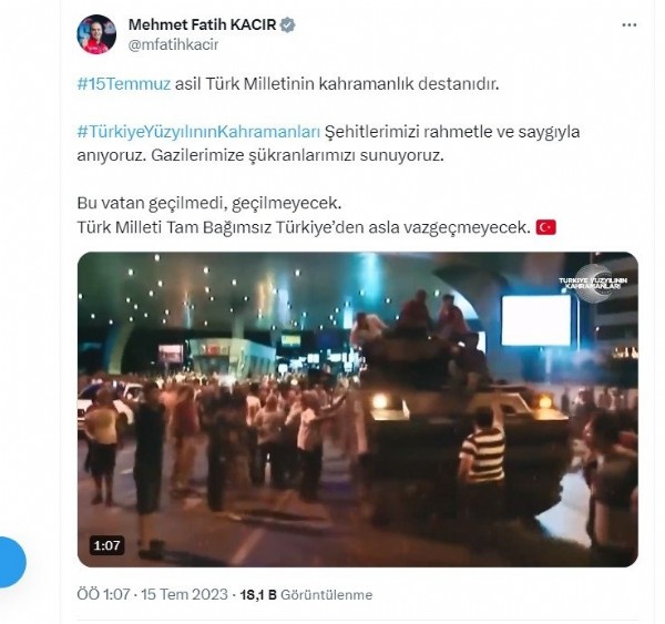 Bakanlardan 15 Temmuz paylaşımları: Karanlık oyunlar destansı direnişle bozuldu