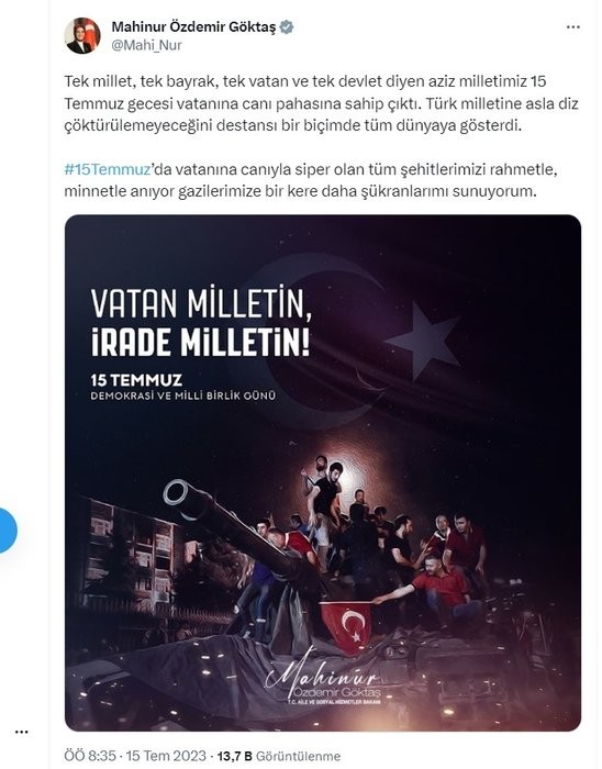 Bakanlardan 15 Temmuz paylaşımları: Karanlık oyunlar destansı direnişle bozuldu