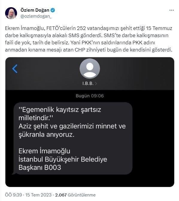 CHP'li İBB Başkanı Ekrem İmamoğlu'ndan tepki çeken SMS! Ne 15 Temmuz dedi ne de FETÖ