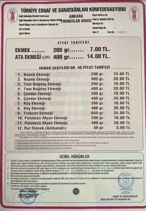 Ankara'da ekmeğe zam