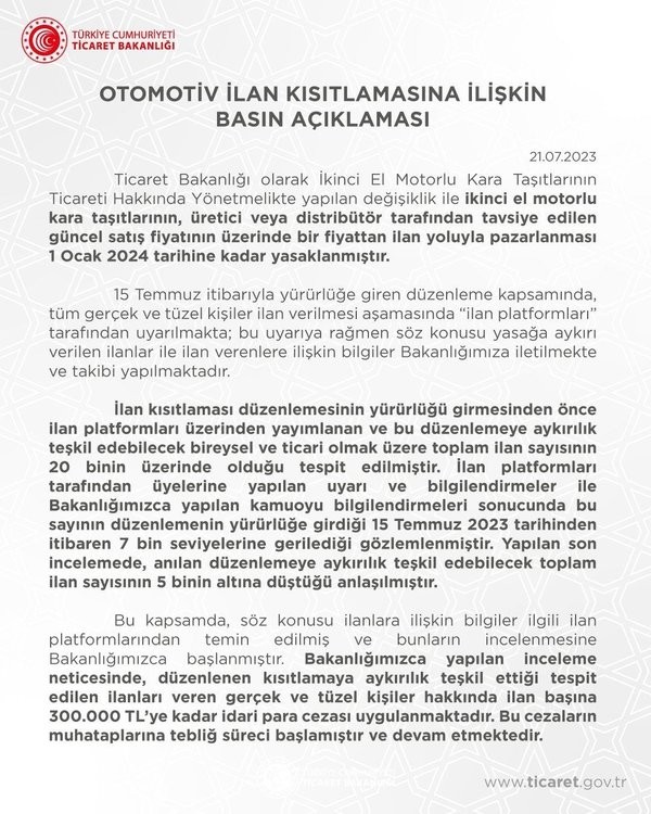 İkinci elde yeni dönem! Fahiş fiyata geçit verilmeyecek