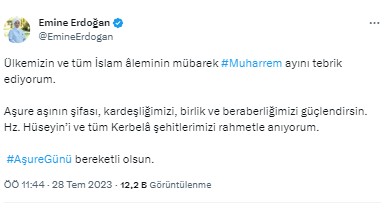 Emine Erdoğan’dan “Aşure Günü” paylaşımı
