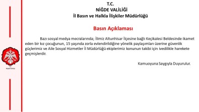 Nigde Valiligi, 15 Yasindaki Kizin Evlendirilmesi Haberi Üzerine Harekete Geçti