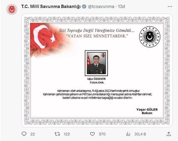 MSB acı haberi duyurdu: 6 askerimiz şehit oldu!