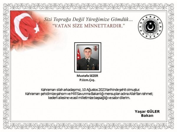 MSB acı haberi duyurdu: 6 askerimiz şehit oldu!