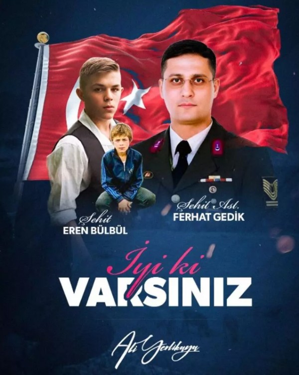 Bakan Yerlikaya'dan Eren Bülbül ve Ferhat Gedik paylaşımı