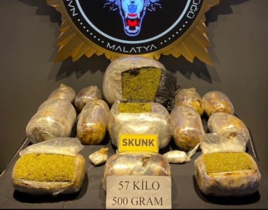 Malatya'da Bir Haftada 58 Kilo 343 Gram Skunk Ele Geçirildi