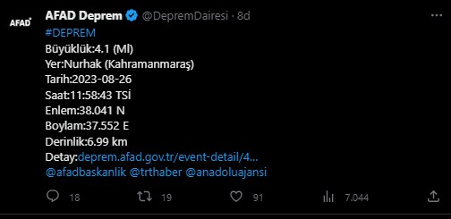 Kahramanmaraş'ta deprem