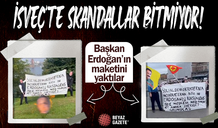 İsveç'te skandallar bitmiyor! Başkan Erdoğan'ın maketini yaktılar: Polis sadece izledi...