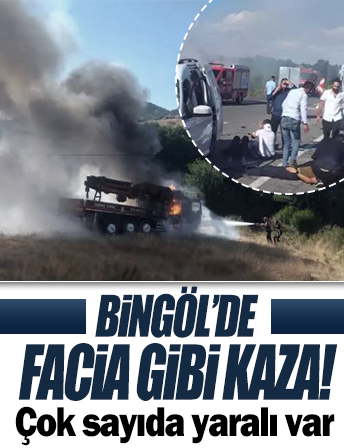 Bingöl'de kaza: Vinç ile hafif ticari aracın çarpıştı, 8 kişi yaralandı