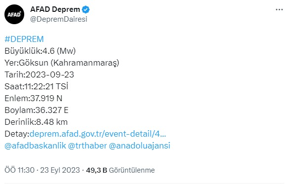 Kahramanmaraş'ta korkutan deprem