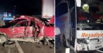 Yolcu otobüsü otomobille çarpıştı: İki kişi hayatını kaybetti