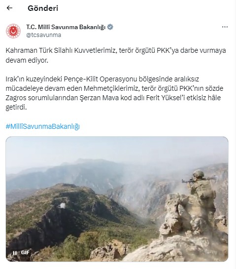 PKK'ya bir darbe daha! Sözde sorumlulardan Ferit Yüksel etkisiz hale getirildi