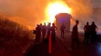 Osmaniye'de seyir halindeki yolcu otobüsü alev topuna döndü
