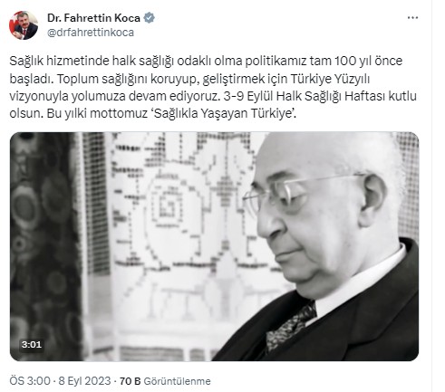 Sağlık Bakanı Koca'dan 'Halk Sağlığı Haftası' paylaşımı